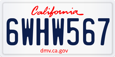 CA license plate 6WHW567