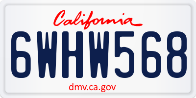 CA license plate 6WHW568