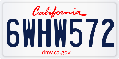 CA license plate 6WHW572
