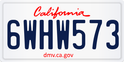 CA license plate 6WHW573