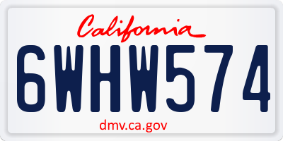 CA license plate 6WHW574