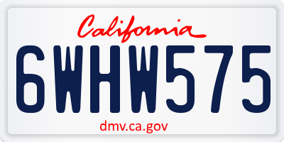 CA license plate 6WHW575