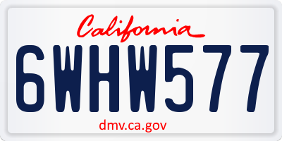 CA license plate 6WHW577