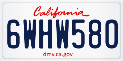 CA license plate 6WHW580