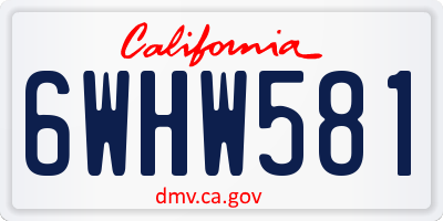 CA license plate 6WHW581