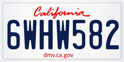 CA license plate 6WHW582