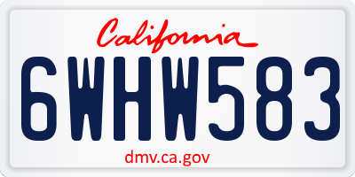 CA license plate 6WHW583