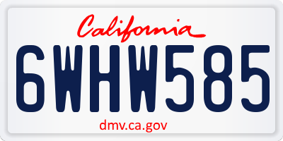 CA license plate 6WHW585
