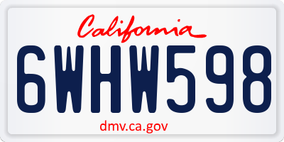 CA license plate 6WHW598