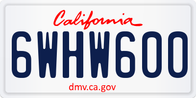 CA license plate 6WHW600