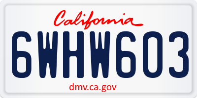 CA license plate 6WHW603