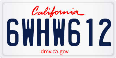 CA license plate 6WHW612