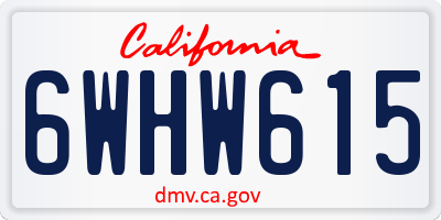 CA license plate 6WHW615