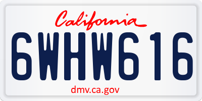 CA license plate 6WHW616