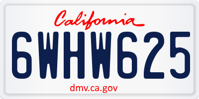 CA license plate 6WHW625