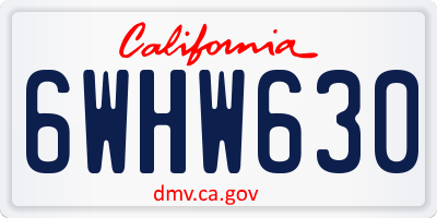 CA license plate 6WHW630