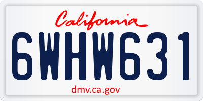 CA license plate 6WHW631