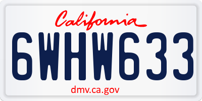 CA license plate 6WHW633