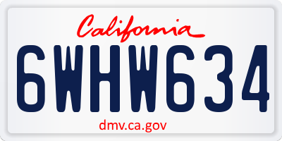 CA license plate 6WHW634