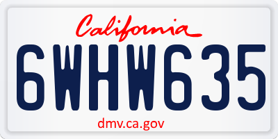 CA license plate 6WHW635