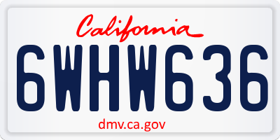 CA license plate 6WHW636