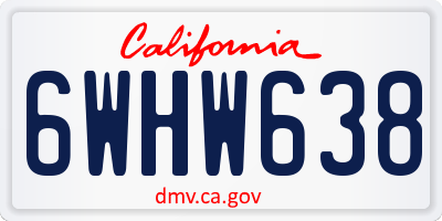 CA license plate 6WHW638