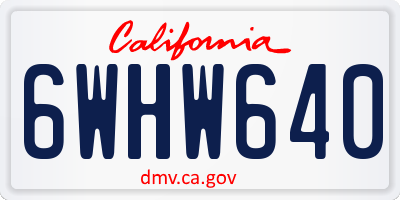 CA license plate 6WHW640