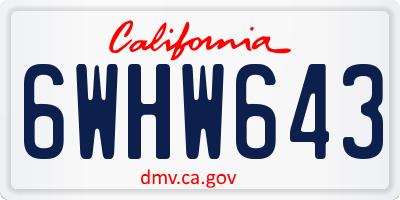 CA license plate 6WHW643