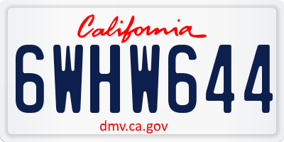 CA license plate 6WHW644