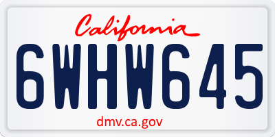 CA license plate 6WHW645