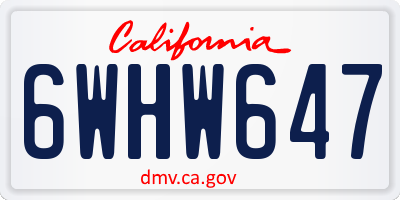 CA license plate 6WHW647