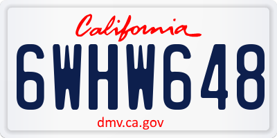 CA license plate 6WHW648