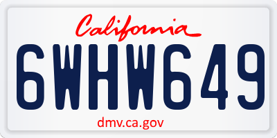 CA license plate 6WHW649