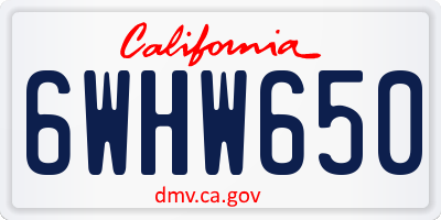 CA license plate 6WHW650
