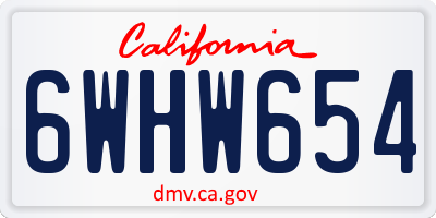 CA license plate 6WHW654