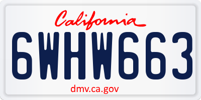 CA license plate 6WHW663