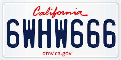 CA license plate 6WHW666