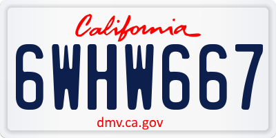CA license plate 6WHW667