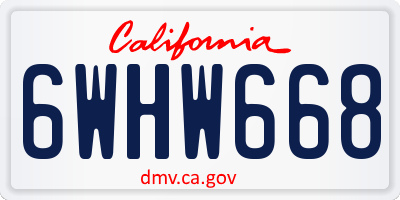 CA license plate 6WHW668