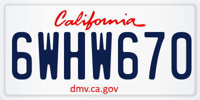 CA license plate 6WHW670