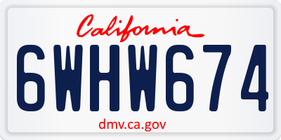 CA license plate 6WHW674