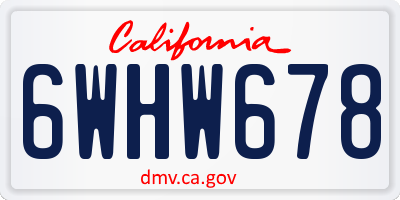 CA license plate 6WHW678