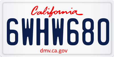 CA license plate 6WHW680