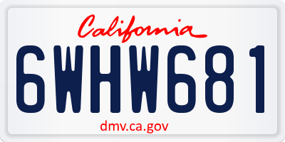 CA license plate 6WHW681