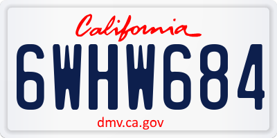 CA license plate 6WHW684