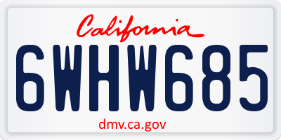 CA license plate 6WHW685