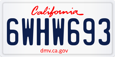 CA license plate 6WHW693