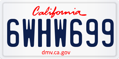CA license plate 6WHW699