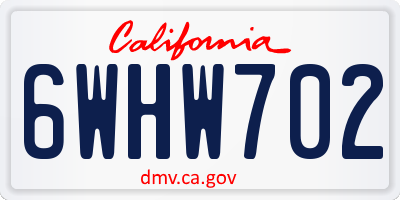 CA license plate 6WHW702