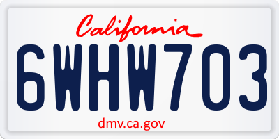 CA license plate 6WHW703